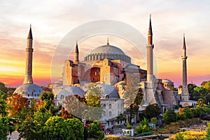 Hagia Sophia, a famous sight of Istanbul, sunset view