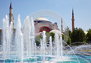 Hagia Sophia with the fontain in front of it, Istanbul.