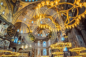 Hagia Sophia Hagia Sofia, Ayasofya interior in Istanbul, Turkey, Byzantine architecture, city landmark and architectural