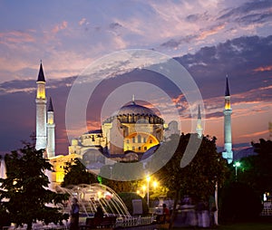 Hagia Sophia in Istanbul at evening photo