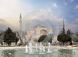Hagia Sophia, Istanbul landmark mosque and fontain photo