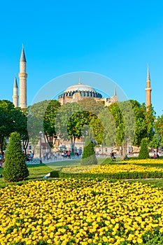 The Hagia Sophia in Istanbul and park