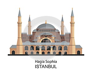 Hagia Sophia in Istanbul, Turkey. Highly detailed illustration.