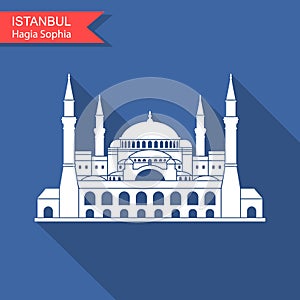 Hagia Sophia in Istanbul, Turkey. Vector, illustration.