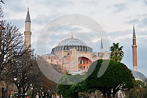 Hagia sophia mosque exterior in istanbul turkey