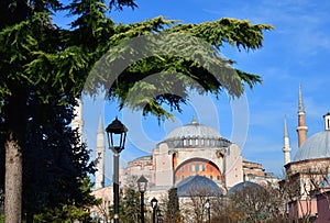 Hagia sophia mosque exterior in istanbul turkey