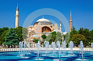 Hagia Sophia mosque and fountain, Istanbul, Turkey