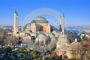 Hagia Sophia view from Sultanahmet Mosque minaret photo