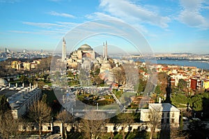 Hagia Sophia view from Sultanahmet Mosque minaret photo