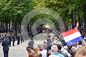 THE HAGUE, HOLLAND - SEPTEMBER 17, 2019: The Glass Coach with Queen Maxima and King Willem-Alexander waving to the crowds on Prins