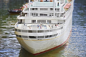 The Hague, Netherlands, August 30, 2023: Toy ship at Madurodam Park