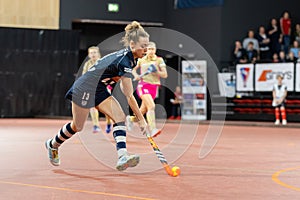 The Hague, Netherlands - FEBRUARY 16, 2020: Charlie works EuroHockey Indoor Club Cup 2020 Women. Final match