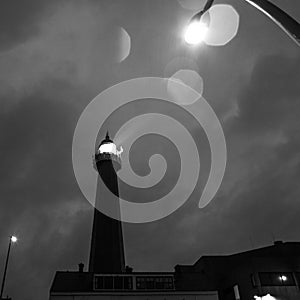 HAGUE, NETHERLANDS - OCTOBER 18: Hoge vuurtoren van IJmuiden Lighthouse. IJmuiden, The Hague, Netherlands