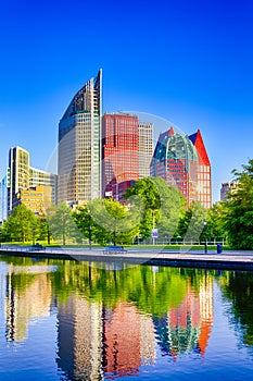 The Hague Skyscrapers Skyline at Blue Hour in The Netherlands