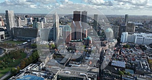 The Hague urban skyline of the center in The Netherlands south Holland, houses dutch government embassier ministires and