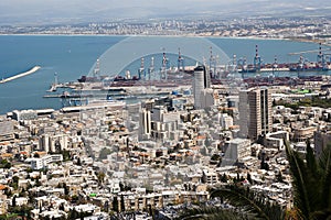 Haifa Downtown and Haifa bay