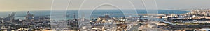 Haifa industrial port, aerial panorama landscape photo.