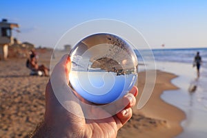 Haifa Israel in magic glass sphere photo