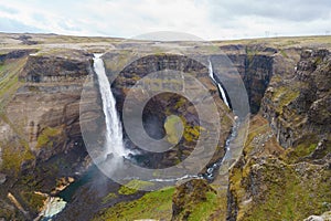 Haifoss Waterfall in Iceland in Summer photo