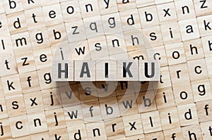 Haiku word concept on cubes