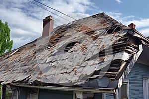 hail-damaged roof with visible dents and cracks