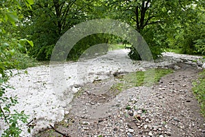 Hail, dirt in the park after the hurricane