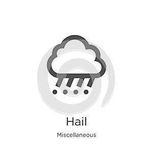 hail icon vector from miscellaneous collection. Thin line hail outline icon vector illustration. Outline, thin line hail icon for