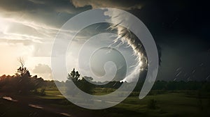 Hail storm on the Horizon with heavy clouds in the sky