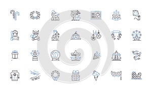 Hailing achievers line icons collection. Recognition, Success, Achievement, Applause, Acclamation, Bravado, Honor vector photo