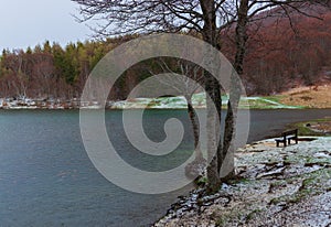 Hailing in April on Lake Calamone, Italy