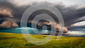 Hailstorm with dramatic storm clouds