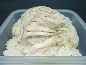 Hainanese chicken rice or steam chicken rice in box lunch