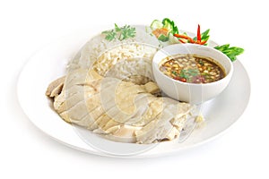 Hainanese chicken rice steamed with soya sauce