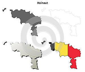 Hainaut outline map set - Belgian version photo