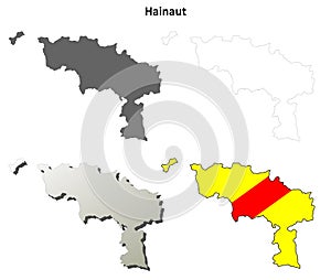 Hainaut outline map set - Walloon version photo