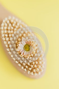 Hair brush, anti-cellulite brush with flower photo