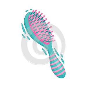 Hair Brush with Multiple Bristles Isolated on White Background Vector Illustration