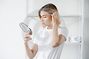 hair care beauty treatment morning woman mirror