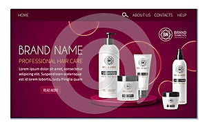 Hair care landing page in realistic style