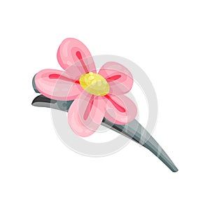 Hair clip with a flower. Vector illustration on white background.