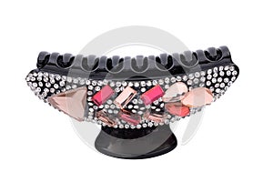 Hair clip with rhinestones isolated on a white