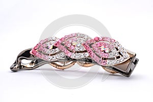 Hair clip with rhinestones isolated on a white