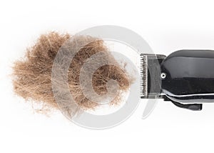 Hair clipper and cut Hair. Professional barber hair clipper for Man haircut. Hairdresser salon equipment.