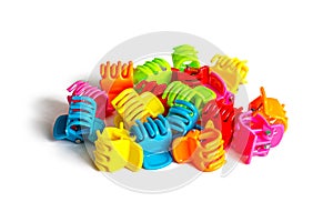 Hair clips made of multicolored plastic