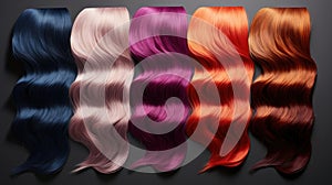 Hair color palette with range of swatches,