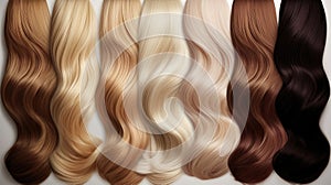 Hair color palette with range of swatches,