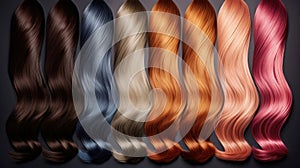 Hair color palette with range of swatches,