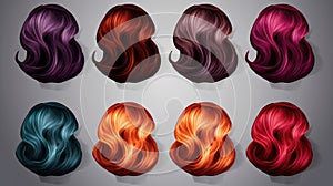 Hair color palette with range of swatches,