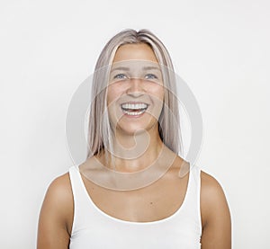 Hair color silver laughing girl