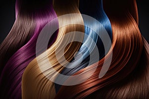 Hair colors dyed palette. Set background. Close-up. AI Generation